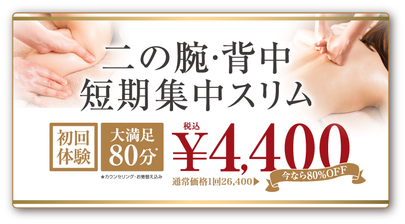 二の腕・背中短期集中スリム初回体験4500円